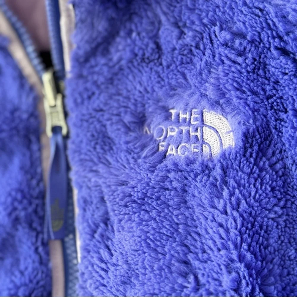 The North Face Girls Reversible Osito Fleece Jacket Purple & Lavender Quilted